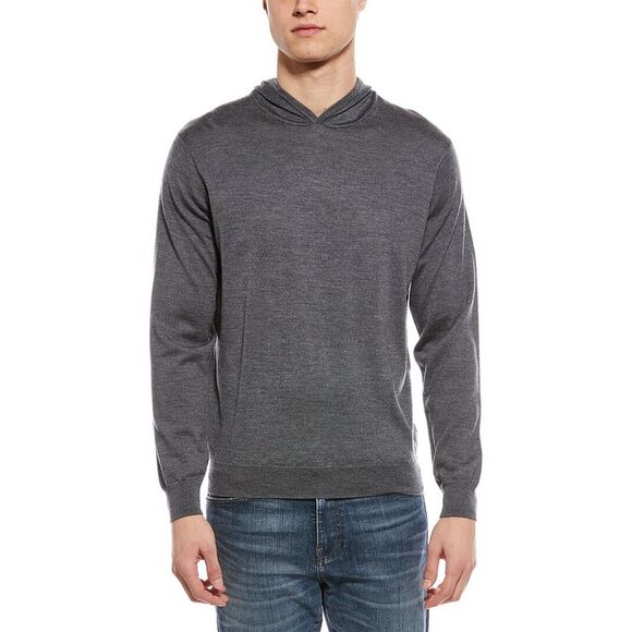Peter Millar MensWool-Blend Hoodie Sweater Gray
